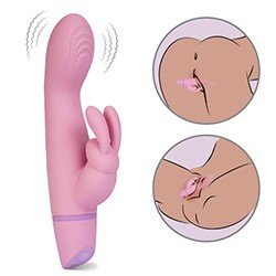 Foto do Produto Vibrador Duplo Recarreg�vel Silicone Fun��o Mexer o Dedo 5 Combina��es de Movimento Mexe Rosa