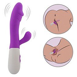 Vibrador Duplo em Silicone à Pilha com 30 Vibrações Sime 2 Roxo