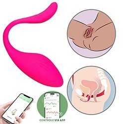 Vibrador para Casal Recarregável em Silicone com 10 Vibrações e Controle por Aplicativo Pink
