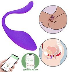Vibrador para Casal Recarregável em Silicone com 10 Vibrações e Controle por Aplicativo Roxo