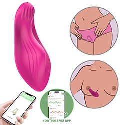 Foto do Produto Calcinha Vibrat�ria Recarreg�vel em Silicone com 9 Vibra��es e Controle por APP Pink