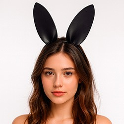 Foto do Produto Tiara Orelhas de Coelho Sexy em PU Imita��o de Couro Preto - Fetiche, Cosplay e Sedu��o