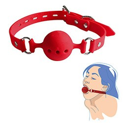 Foto do Produto Mordaça BDSM em Silicone com Bola e Fivela para Ajuste Vermelha