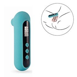 Foto do Produto Vibrador para Clit�ris Recarreg�vel em Silicone com 10 Ondas de Press�o Visor Digital Cyan