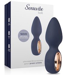 Plug Anal com Vibrador Recarregável em Silicone com 10 Vibrações Bolt Azul