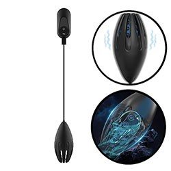 Vibrador Masculino em Silicone (Aveludado) com 9 Vibrações - Estimulador da Glande Devil Preto