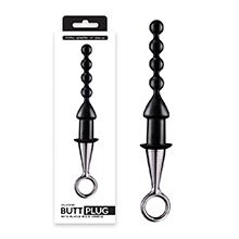 Bolinha Anal em Silicone com Suporte Removível Preto
