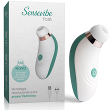 Vibrador para Clit�ris Recarreg�vel em Silicone com 11 Ondas de Press�o Cyan