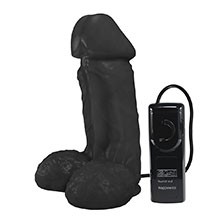 P�nis Real�stico Flex�vel com Escroto, Ventosa e Vibrador Cumaru 19 x 6cm Preto