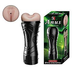 Foto do Produto Masturbador �nus em Cyberskin com Vibrador Multivelocidade Mini Lanterna