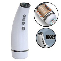 Foto do Produto Masturbador Masculino Recarregável com 10 Vibrações, 7 Sucções, Aquecimento e Gemido Branco