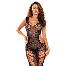 Macacão Ousada Sexy em Spandex no Estilo Bodystocking Maitê Preto