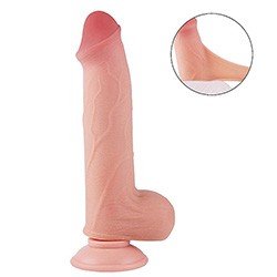 Pênis Realístico em Cyberskin com Escroto, Ventosa e Vértebra 22 x 4,6cm Mr. Switch Bege