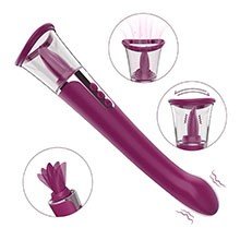 Sugador de Clitóris com Língua em Silicone Aveludado Recarregável 9 Vibrações e 6 Sucções Pink