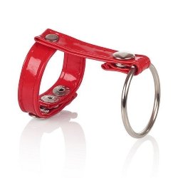 Anel para Pênis e Escroto em Vinil e em PU (Imitação de Couro) 4,5 cm Vermelho