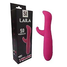 Foto do Produto Vibrador Duplo em Silicone Recarregável com 10 Vibrações Laila Pink