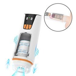 Foto do Produto Masturbador Masculino Recarregável em Silicone 9 Vibrações e 9 Modos de Vai e Vem Cool Play Branco