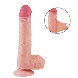 Pênis Realístico em Cyberskin com Escroto, Ventosa e Vértebra 21,9 x 4,1cm Mr. Switch Bege