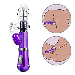 Vibrador Rabbit Recarregável 9 Vibrações, 6 Rotações com Estimulador de Clitóris Coelho II Roxo