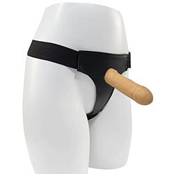 Foto do Produto Capa Peniana em Silicone de 16,5cm e Extensor Interno de 5,5cm com Cinta de Elástico Bege