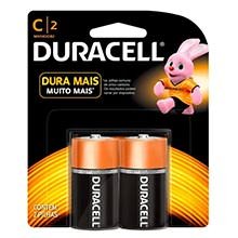 Pilha Alcalina Média C Duracell 2 Unidades