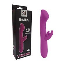 Foto do Produto Vibrador Duplo em Silicone Recarregável com 10 Vibrações Dada Roxo
