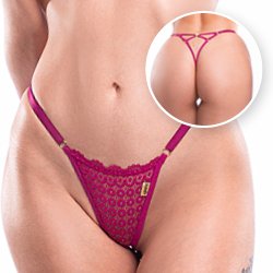 Foto do Produto Calcinha String Fio Dental Sexy em Renda com Regulagem e Bijoux Pink