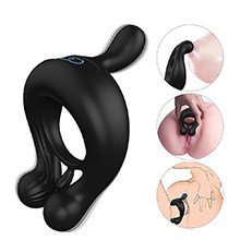 Foto do Produto Anel Peniano em Silicone com Estimulador para Clit�ris Recarreg�vel com 9 Vibra��es Unicom Preto