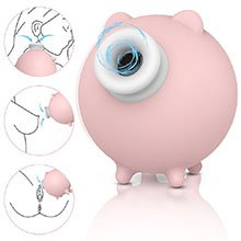 Foto do Produto Vibrador para Clitóris Recarregável em Silicone com 9 Vibrações e Pulsações Piggy Rosa