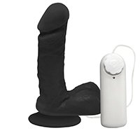 Foto do Produto P�nis de Borracha Ares com Escroto, Vibrador e Ventosa 15 x 4cm Preto