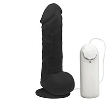 Foto do Produto P�nis de Borracha Hefesto com Escroto, Vibrador e Ventosa 17 x 4cm Preto