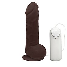 Foto do Produto P�nis de Borracha Hefesto com Escroto, Vibrador e Ventosa 17 x 4cm Marrom
