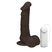 P�nis de Borracha Zeus com Escroto, Vibrador e Ventosa 20 x 4,5cm Marrom