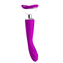 Vibrador Ponto G em Silicone Recarregável 7 Vibrações com Suporte para Bomba Vaginal Alon Roxo