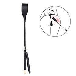 Chibata Longa em PU (Imitação de Couro) com Detalhes Dourado 44,5cm Preta
