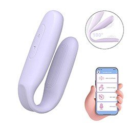 Vibrador para Casal Recarregável em Silicone 9 Vibrações Controle por Aplicativo Popping APP Lilás