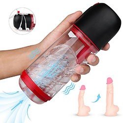Foto do Produto Masturbador Masculino Recarregável com Ventosa, 9 Vibrações, Função de Voz e Vai e Vem Vivek Preto