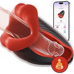 Foto do Produto Masturbador Masculino Recarregável em Silicone 9 Vibrações Controle por APP Torin Preto