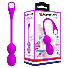 Bola de Pompoarismo Kegel Ball Recarreg�vel, Silicone, 12 Vibra��es, Controle sem Fio, Elvira Roxa