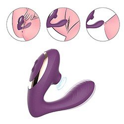 Pulsador de Clitóris e Vibrador Ponto G Jenny em Silicone Aveludado e Recarregável via USB Roxo