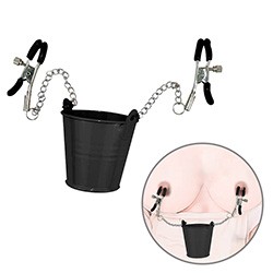 Prendedor de Mamilo com Balde para Encher com Peso em Metal com Presilha Ajust�vel Preto