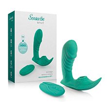 Foto do Produto Sugador de Clitóris com Plug em Silicone, Recarregável, 10 Vibrações, Esquenta Smart Cyan