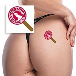 Foto do Produto Tatuagem Temporária Sensual Sexy com Texto CHUP CHUP DE PIKA Vermelha