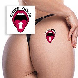 Foto do Produto Tatuagem Temporária Sensual Sexy com Texto GOZE AQUI Vermelha