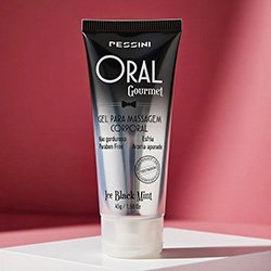 Gel para Sexo Oral que Esfria Beijável Oral Gourmet Aroma e Sabor Ice Black Mint 45g