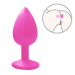 Foto do Produto Plug Anal em Silicone (Toque Aveludado) com Ventosa 8,3 x 3,4cm Pink