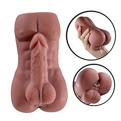 Foto do Produto Masturbador Masculino em Cyberskin Formato de Corpo Masculino com Ânus Marrom