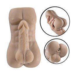 Masturbador Masculino em Cyberskin Formato de Corpo Masculino com Ânus Bege