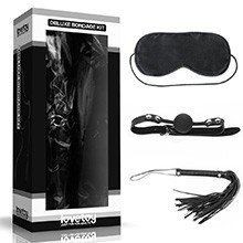 Foto do Produto Kit Bondage em PU (Imita��o de Couro) com Flogger, Morda�a e Venda Preto