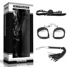 Foto do Produto Kit Bondage em PU (Imita��o de Couro) com Algema, Flogger e Morda�a Preto